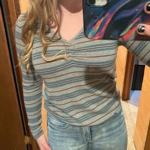 long sleeve stripped top